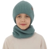 Czapka i komin dla chłopca, zimowy komplet, 100% wełniany merino, niebieski Serimo-2