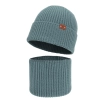 Czapka i komin dla chłopca, zimowy komplet, 100% wełniany merino, niebieski Serimo-3