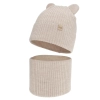 Czapka i komin dla dziewczynki jesienny, wiosenny komplet, beżowy, 100% wełniana merino Belira-3