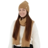Czapka i szalik damski, zimowy komplet, camel, Ravi-6