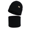 Czapka i komin dla dziewczynki, zimowy komplet, bezszwowy czarny, 100% wełniany merino, Silena-2