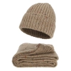 Czapka i szalik damski, zimowy komplet, ciemnobeżowy, z wełną merino, Notte-2