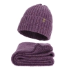 Czapka i szalik damski, zimowy komplet, fioletowy, z wełną merino, Notte-2