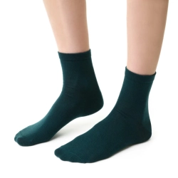 Skarpety damskie, z wełną merino, zielone, gładkie-1