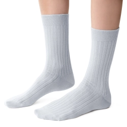 Skarpety damskie, z wełną merino, szare, prążek-1