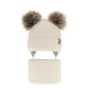 Czapka i komin dla chłopca zimowy komplet, kremowy, wiązany, 100% wełniany merino Konor-2