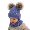 Czapka i komin dla chłopca zimowy komplet, kremowy, wiązany, 100% wełniany merino Konor-4