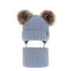 Czapka i komin dla chłopca zimowy komplet, błękitny, 100% wełniany merino, wiązany Konor-2