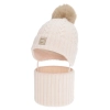 Czapka i komin dla dziewczynki, zimowy komplet, jasnoróżowy, 100% wełniany merino, z pomponem Vratna-2