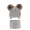 Czapka i komin dla chłopca zimowy komplet, szary, wiązany, 100% wełniany merino Konor-2