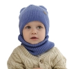 Czapka i komin dla chłopca zimowy komplet, niebieski, 100% wełniany merino,  podszyty bawełną, Flurix-1