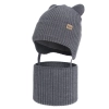 Czapka i komin dla chłopca zimowy komplet, szary, 100% wełniany merino,  podszyty bawełną, Flurix-2
