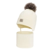 Czapka i komin dla chłopca zimowy komplet, kremowy, 100% wełniany merino,  podszyty bawełną, Snorin-2