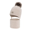 Czapka i komin dla chłopca zimowy komplet, beżowy, 100% wełniany merino,  podszyty bawełną, Snorin-1