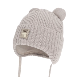 Czapka zimowa dla chłopca, z wełną merino, beżowa, Velaro-1