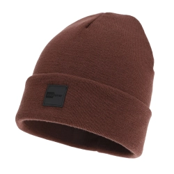 Czapka zimowa męska, dwuwarstwowa, brązowa, 100% wełniana merino, Flims-1