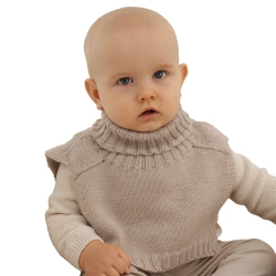 Golf zimowy dla chłopca, 100% wełniany merino, beżowy Sapporo-1