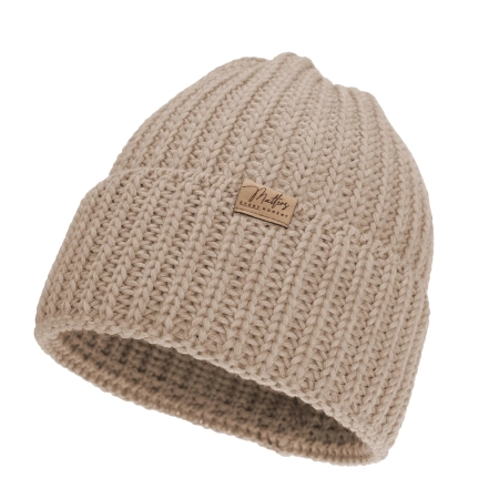 Czapka zimowa damska, beżowa, 100% wełniana merino Lano-1