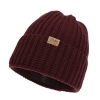 Czapka zimowa damska, burgundowa, 100% wełniana merino Lano-2