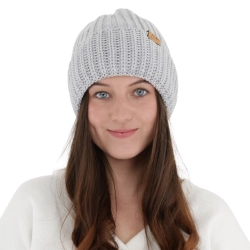 Czapka zimowa damska, szara, 100% wełniana merino Lano-1