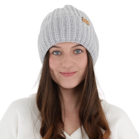 Czapka zimowa damska, szara, 100% wełniana merino Lano-1