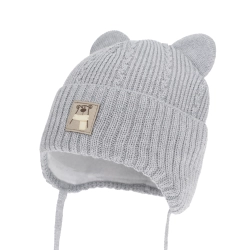 Czapka zimowa dla chłopca, z wełną merino, szara, Velaro-1
