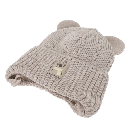 Czapka zimowa dla chłopca, z wełną merino, kremowa, Velaro-4