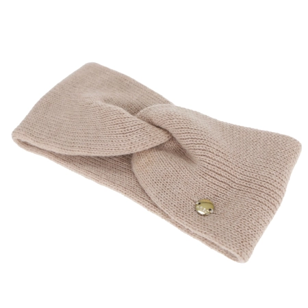 Opaska zimowa damska, dwuwarstwowa, kremowa, 100% wełniana merino, Melora-4