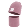 Czapka i komin dla dziewczynki zimowy komplet, dwuwarstwowy, fioletowy, 100% wełniany merino, Lurina-2