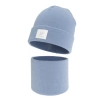 Czapka i komin dla dziewczynki zimowy komplet, dwuwarstwowy, błękitny, 100% wełniany merino, Lurina-3
