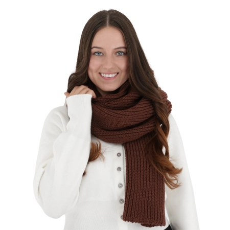 Szalik zimowy damski, brązowy, 100% wełniany merino, Laviro-1