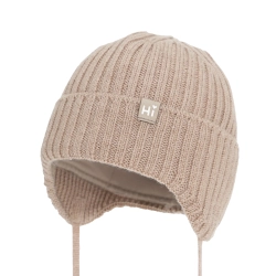 Czapka zimowa dla dziewczynki, beżowa, 100% wełniana merino, podszyta bawełną Geilo-1