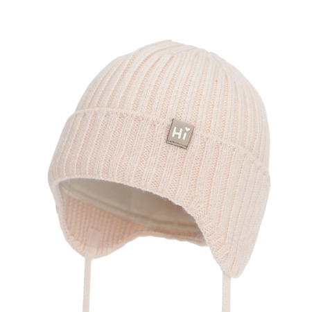 Czapka zimowa dla dziewczynki, jasnoróżowa, 100% wełniana merino, podszyta bawełną Geilo-1