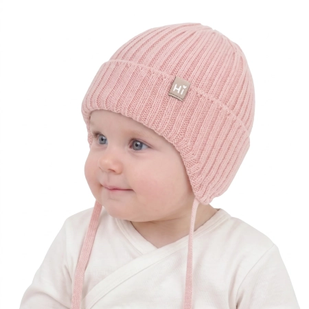 Czapka zimowa dla dziewczynki, różowa, 100% wełniana merino, podszyta bawełną Geilo-1