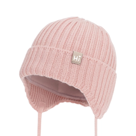 Czapka zimowa dla dziewczynki, różowa, 100% wełniana merino, podszyta bawełną Geilo-2