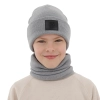 Czapka i komin dla chłopca, zimowy komplet, dwuwarstwowy, 100% wełniany merino, szary Lurimo-2
