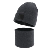Czapka i komin dla chłopca, zimowy komplet, dwuwarstwowy, 100% wełniany merino, ciemnoszary Lurimo-1