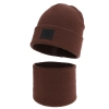Czapka i komin dla chłopca, zimowy komplet, dwuwarstwowy, 100% wełniany merino, brązowy Lurimo-1
