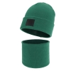 Czapka i komin dla chłopca, zimowy komplet, dwuwarstwowy, 100% wełniany merino, szmaragdowy Lurimo-1