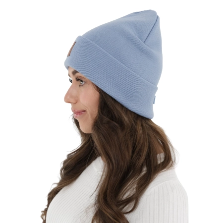 Czapka zimowa damska, dwuwarstwowa, błękitna, 100% wełniana merino Fenora-2
