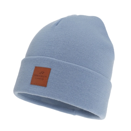 Czapka zimowa damska, dwuwarstwowa, błękitna, 100% wełniana merino Fenora-3
