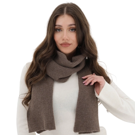 Szalik zimowy damski, kremowy, wełna merino z kaszmirem, Arvina-3