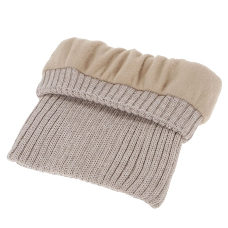 Czapka i komin dla chłopca zimowy komplet, brązowy, z wełną merino, wiązany Palino-5