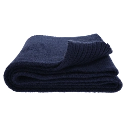 Szalik zimowy damski, granatowy, 100% wełniany merino, Laviro-1