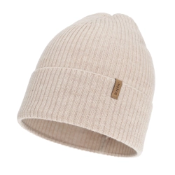 Czapka damska zimowa, wiosenna, beżowa, 100% wełniana merino Valenza-1