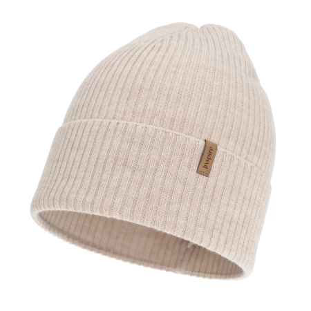 Czapka damska zimowa, wiosenna, beżowa, 100% wełniana merino Valenza-1