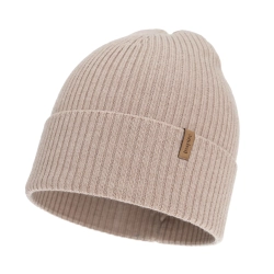 Czapka damska zimowa, wiosenna, beżowa, 100% wełniana merino Valenza-1