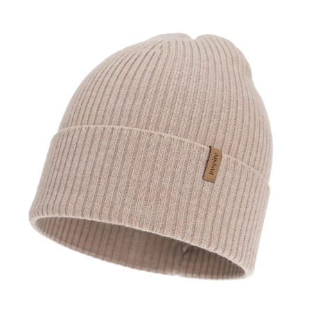 Czapka damska zimowa, wiosenna, beżowa, 100% wełniana merino Valenza-1