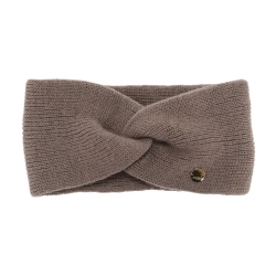 Opaska zimowa damska, dwuwarstwowa, ciemnobeżowa, 100% wełniana merino, Melora-1