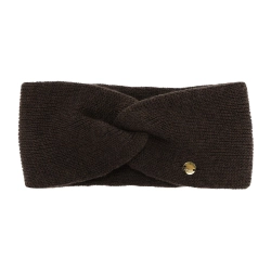 Opaska zimowa damska, dwuwarstwowa, brązowa, 100% wełniana merino, Melora-1
